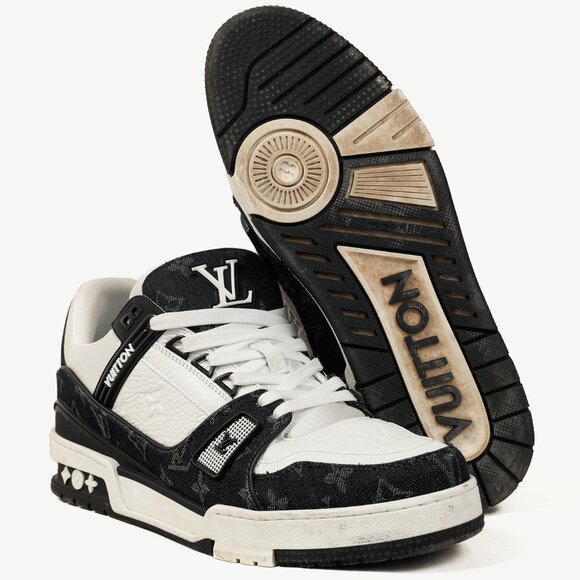 Louis Vuitton LV Trainer "Denim Noir" Leather Low-Top Sneakers - Picture 4 of 16